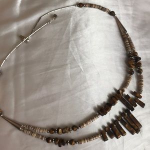 Necklace with wooden beads